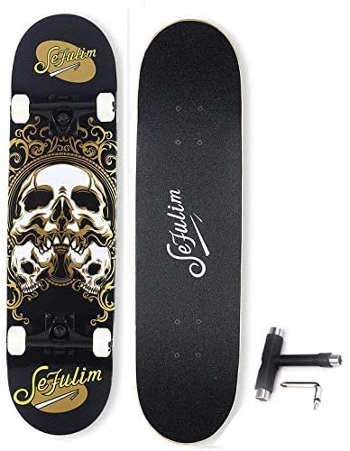 Sefulim 31″x8″ Skateboard Skull Skateboard